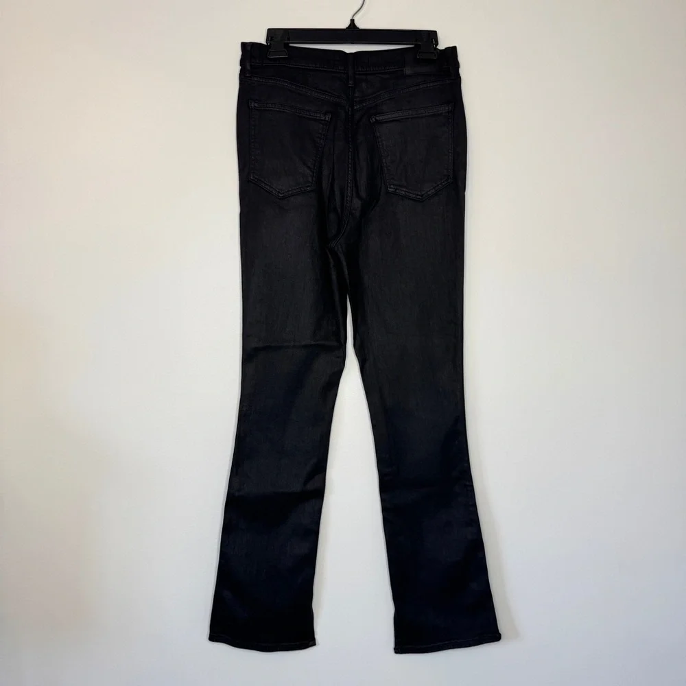Denim Forum The Lola Split Hi Rise Skinny Jean Coated Stay Black Waxed Sz 32 - Picture 3 of 16